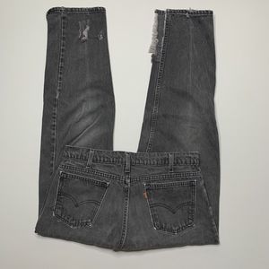Vintage Levis 550 Orange Tab Black Denim Jeans Size 32x30 USA Distressed Faded